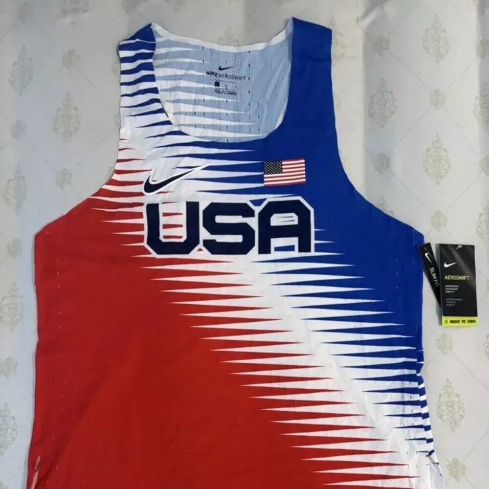 Team USA 2020 Olympics Nike Aeroswift Pro Elite Singlet Size M &L CV0403-657 NEW - Picture 1 of 6